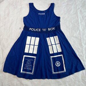 Doctor Who The TARDIS Police Box Mini Dress Costume Womens Size XL Blue